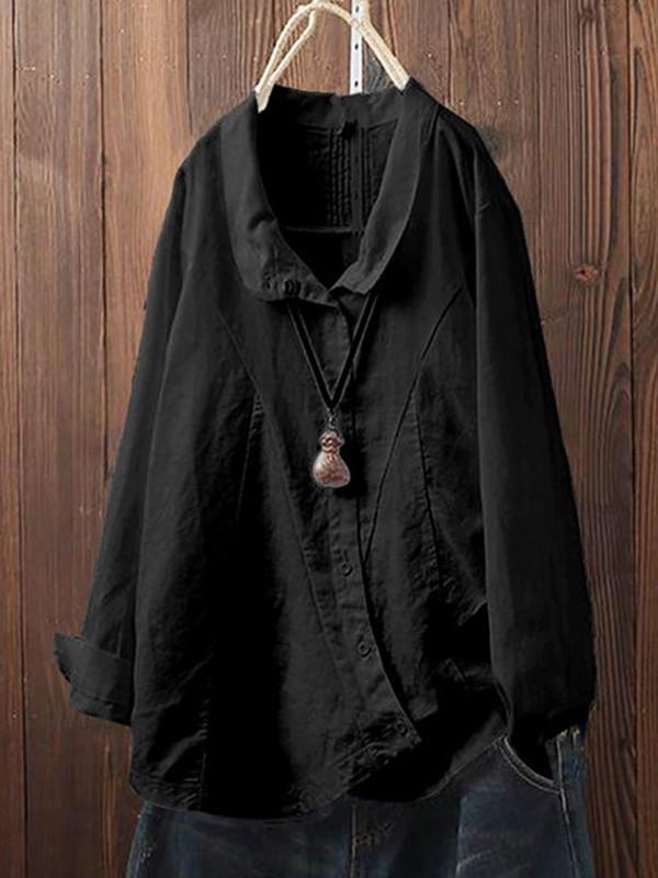 Women's irregular oblique long-sleeved shirt