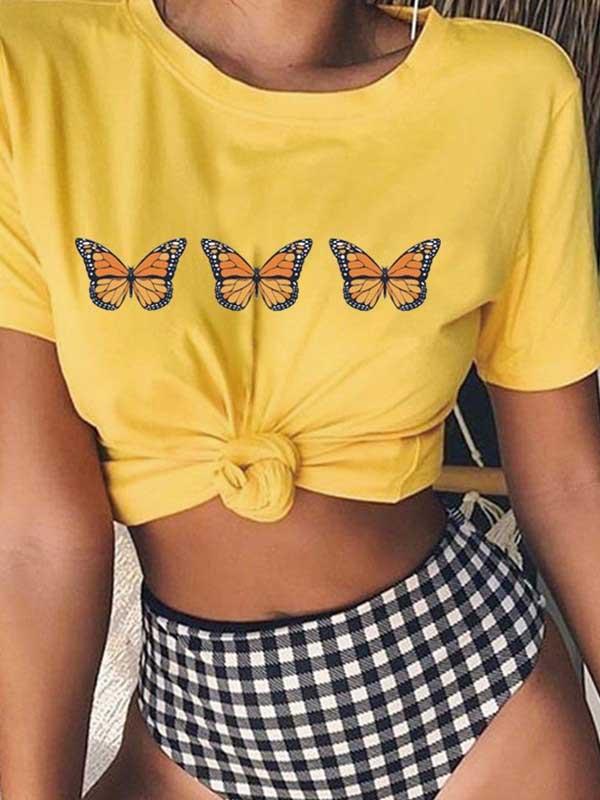 Butterfly fashion print T-shirt