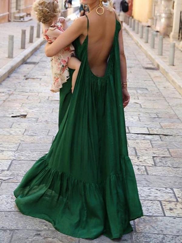 Backless Boho Party Maxi Dress