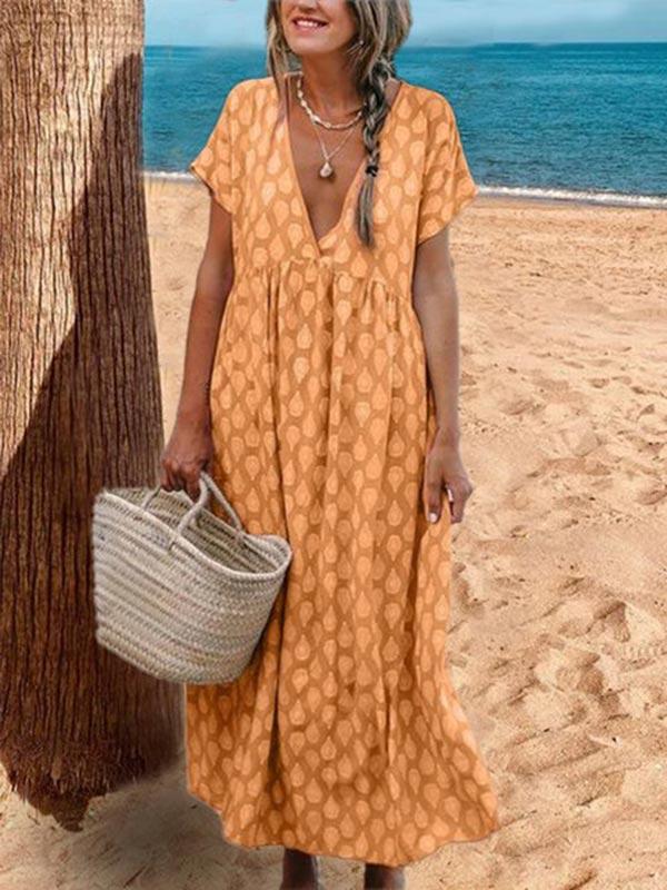 Women's plus size V-neck floral print dress