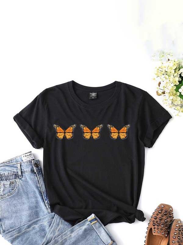 Butterfly fashion print T-shirt