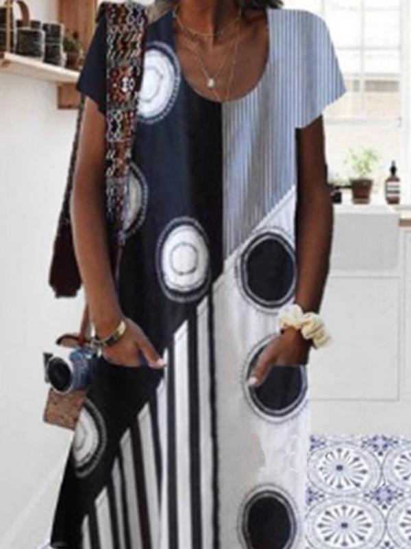Women's loose fashion printed linen dress
