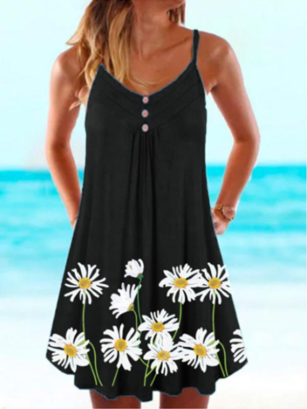 Ladies floral print V-neck dress