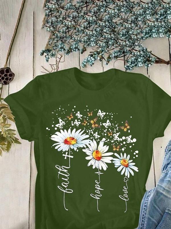Floral butterfly print T-shirt