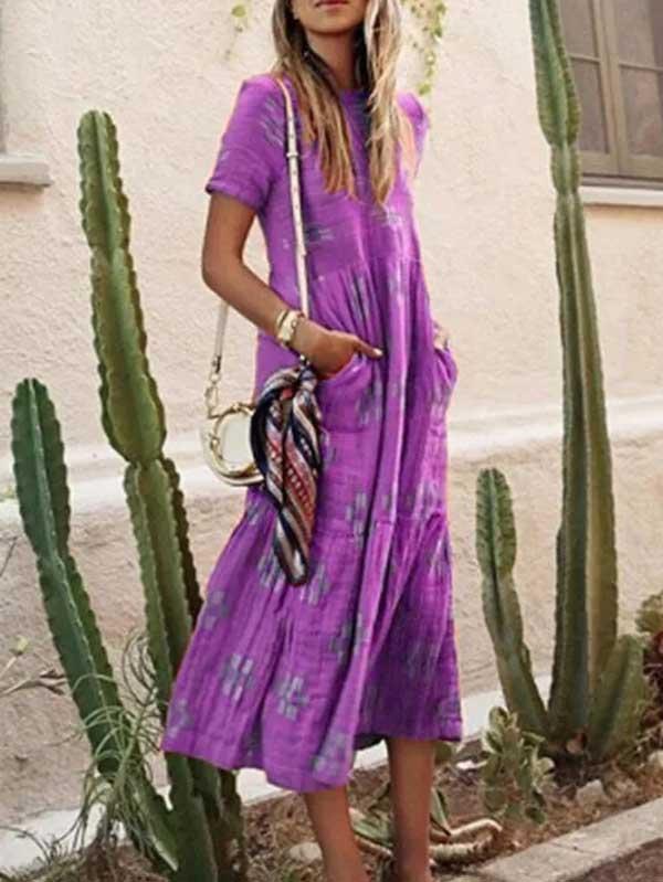 Ladies bohemian holiday print dress