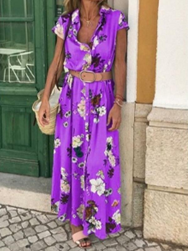 Women's Bohemian V-neck loose print dress