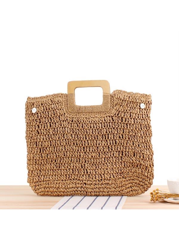 Women's vintage hand-woven openwork handbag