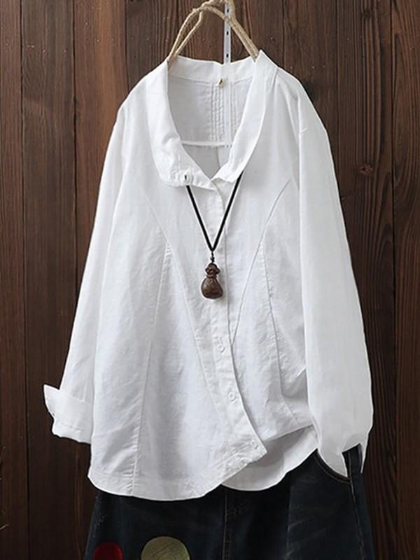 Women's irregular oblique long-sleeved shirt