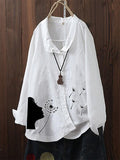 Women's dandelion printed irregular long-sleeved shirt