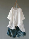 Button cotton irregular shirt