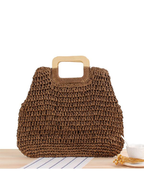 Women's vintage hand-woven openwork handbag