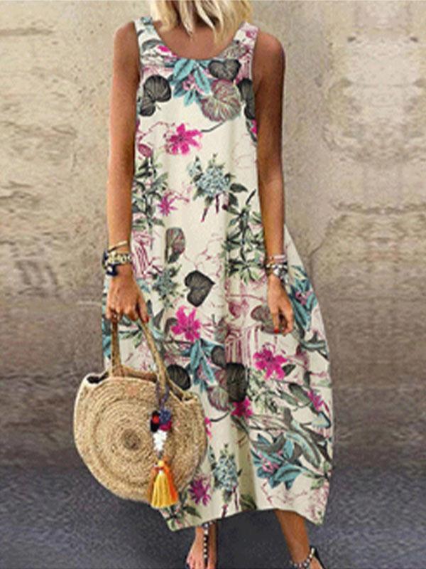 Women's loose comfortable printing vest dress