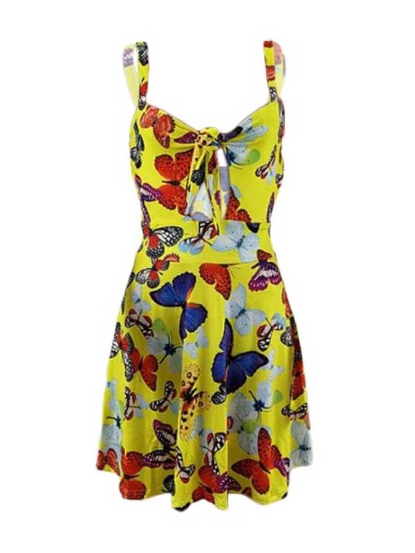 Butterfly print A-line dress