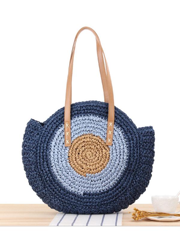 Women's retro round hand-woven bag