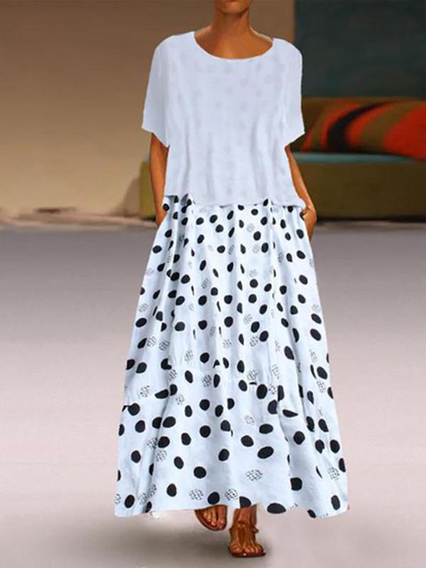Women's Polka Dot Short Sleeve Dress Set