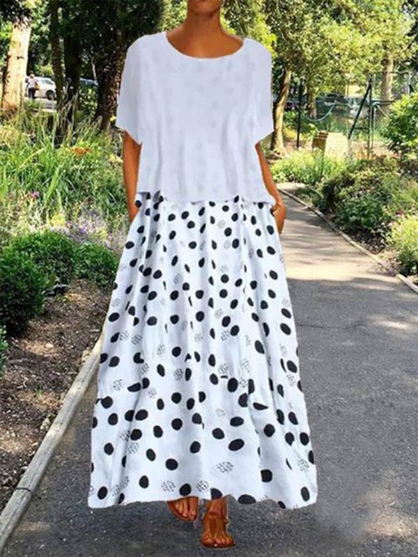 Women's Polka Dot Short Sleeve Dress Set