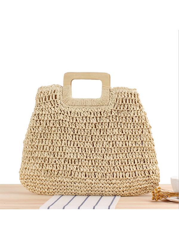 Women's vintage hand-woven openwork handbag