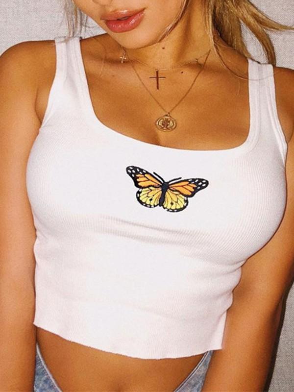 Butterfly embroidered vest