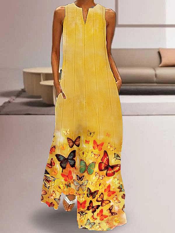 Butterfly Print Maxi Dress