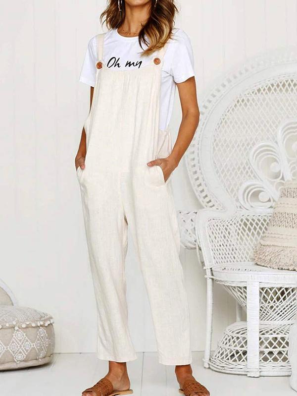 Button Strap Jumpsuit