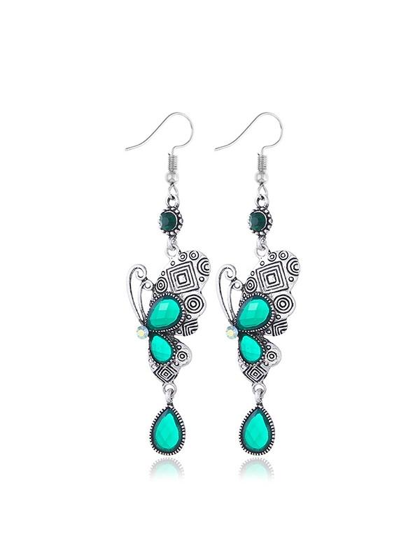 Butterfly crystal tassel earrings