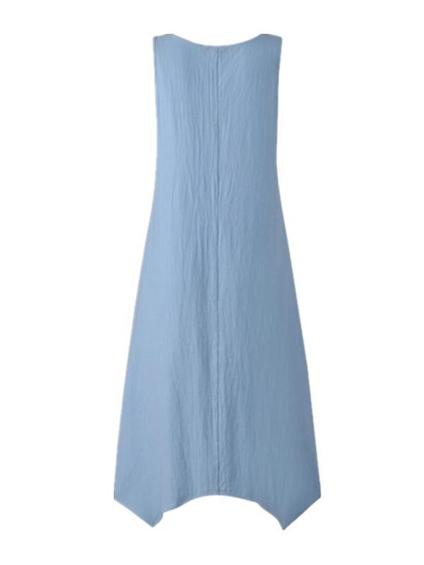 Asymmetrical Hem Sleeveless Maxi Dress