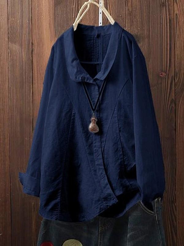 Women's irregular oblique long-sleeved shirt