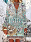 Ladies bohemian V-neck irregular dress