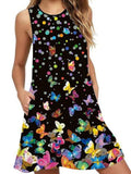 Women's Fashion Butterfly Print Sleeveless Dress