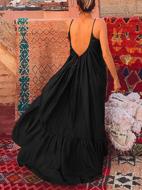 Backless Boho Party Maxi Dress