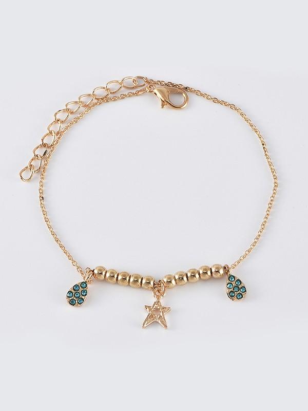 4 Piece Anklet Butterfly Shell Rhinestone
