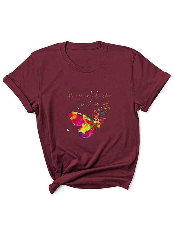 Butterfly print wild T-shirt