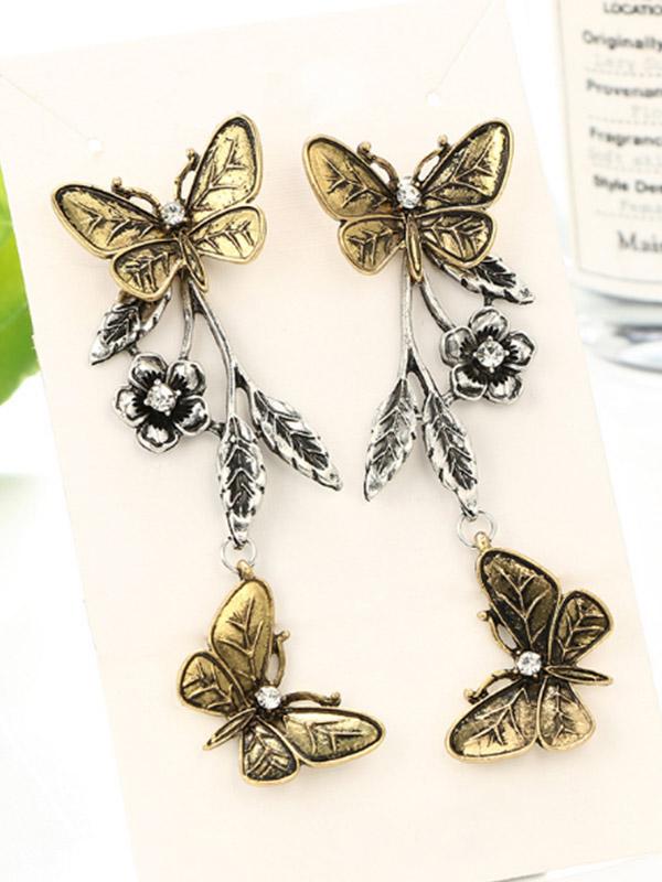 Women's Vintage Butterfly Flower Alloy Earrings