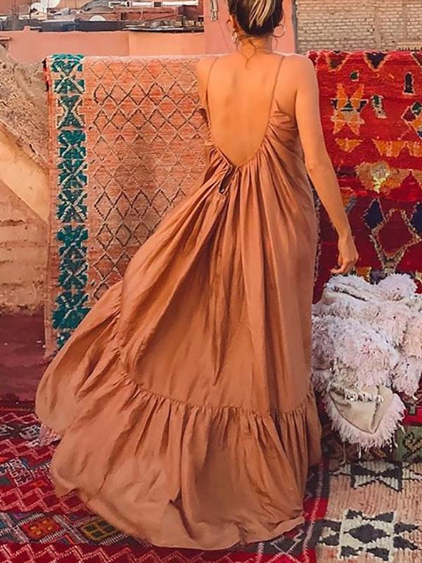 Backless Boho Party Maxi Dress
