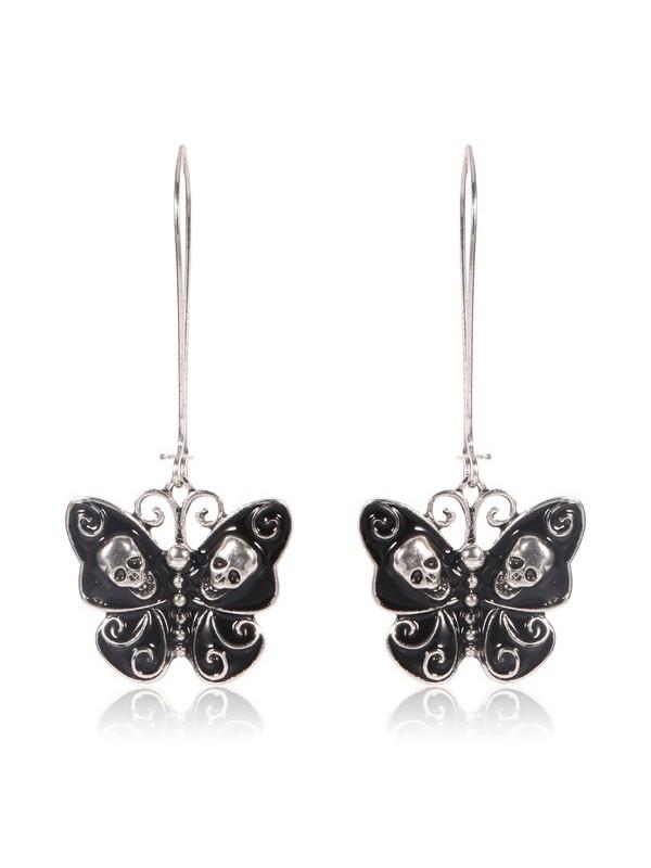 Vintage oil drop skull bow earrings
