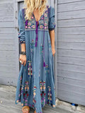 Women's Bohemian Print Drawstring Dress