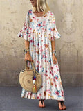 Fashion Casual Loose Print Flare Sleeve Dresses