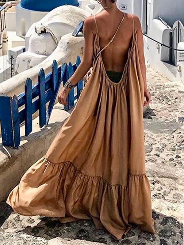 Backless Boho Party Maxi Dress