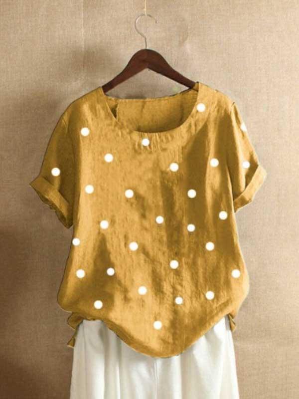 Casual polka dot printed t-shirt casual short sleeve t-shirt