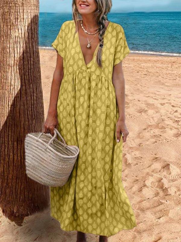 Women's plus size V-neck floral print dress