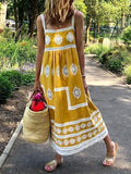 Boho Crochet Lace Paneled Maxi Dress