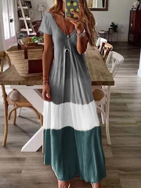 Women's gradient short sleeve printed dress