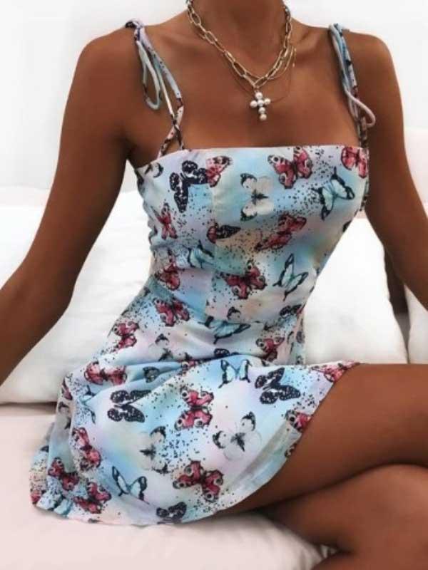 Butterfly print camisole dress