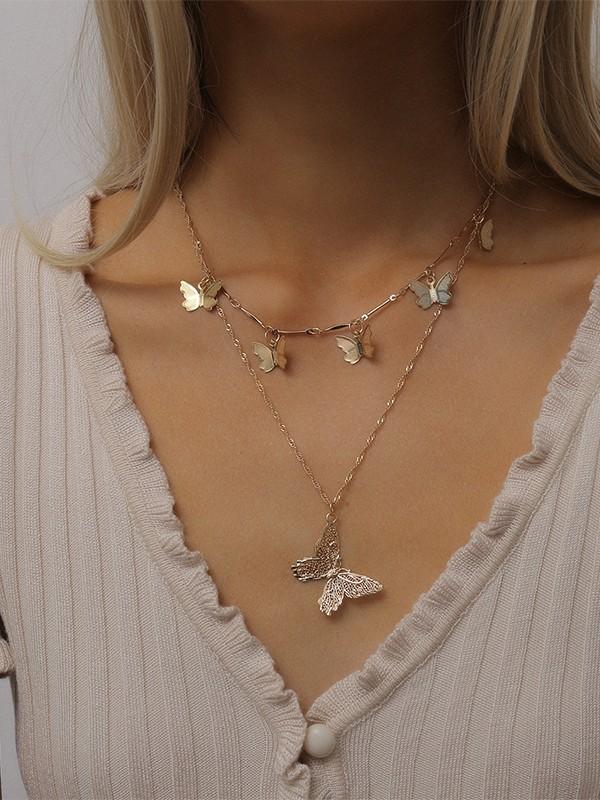Vintage Wild Cutout Butterfly Pendant Necklace