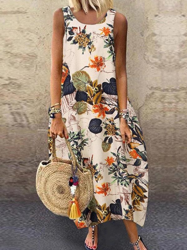 Women's loose comfortable printing vest dress