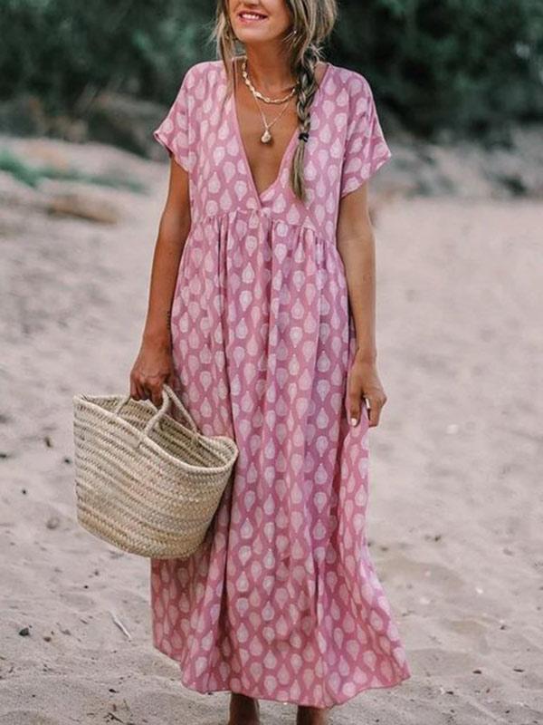 Women's plus size V-neck floral print dress