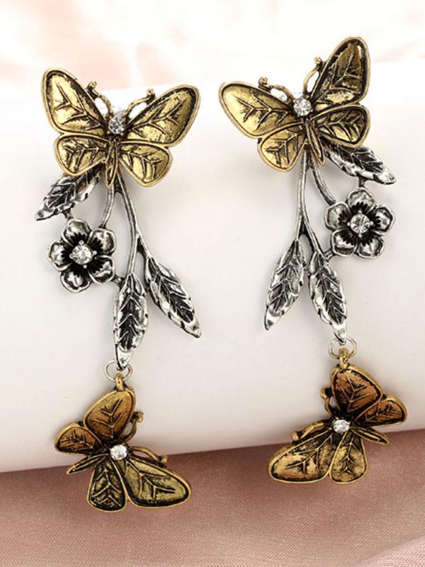 Women's Vintage Butterfly Flower Alloy Earrings