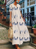 Women's feather print V-neck maxi dress