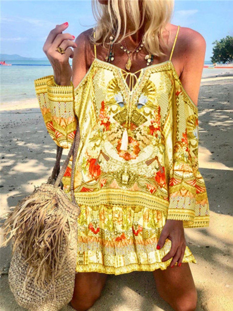 Romantic Vintage Bohemian Loose Strap Dress