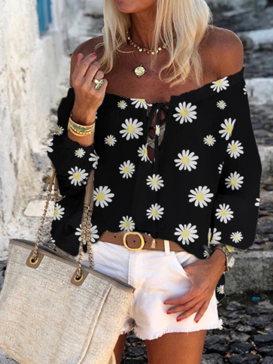 Bohemian Pastoral Casual Loose Daisy Print Top